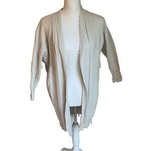 Elliott Open Cardigan Chunky Cable Knit Sweater Size Small